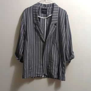 Gray and white striped blazer